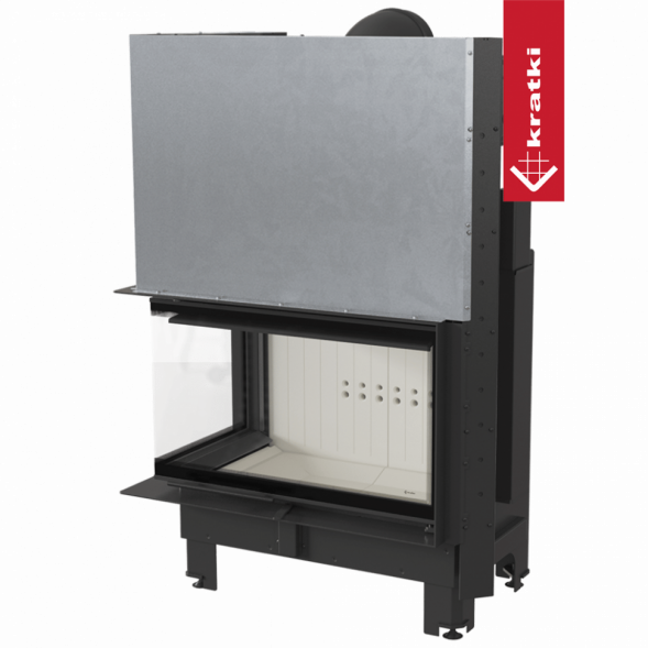 Топка Kratki PRO MBO/L/BS/G/SG угловое гнутое стекло слева, гильотина (Белая футеровка)