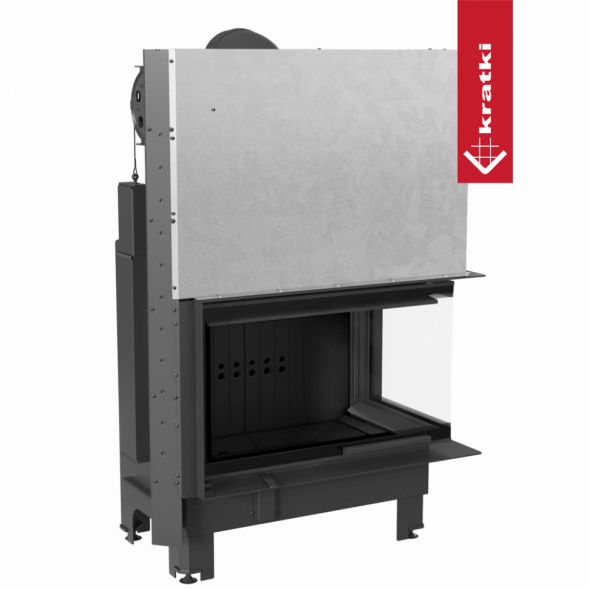 Топка Kratki PRO MBO/P/BS/G угловое стекло справа гильотина (Чёрная футеровка)