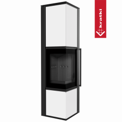 Печь Kratki PRO TORA/L 8 кВт, белое стекло (Черная футеровка, с доводчиком)
