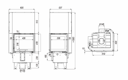 Топка DEFRO HOME INTRA XSM BL MINI G, 8 кВт, 519/478/430мм, угловое стекло слева, гильотина